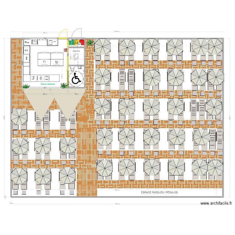 Bar de plage . Plan de 1 pièce et 1 m2