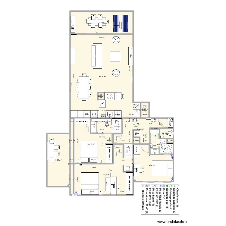 Santa Clara 2 face mer reunion 19/07 V5. Plan de 18 pièces et 120 m2