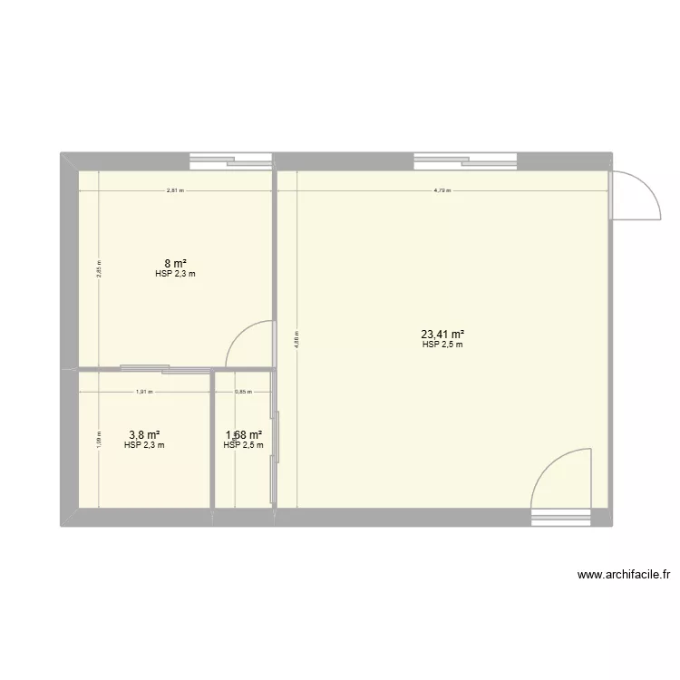 T3 rdj aspremont. Plan de 7  et 56 m²
