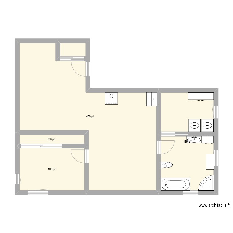 extension L. Plan de 0 pièce et 0 m2