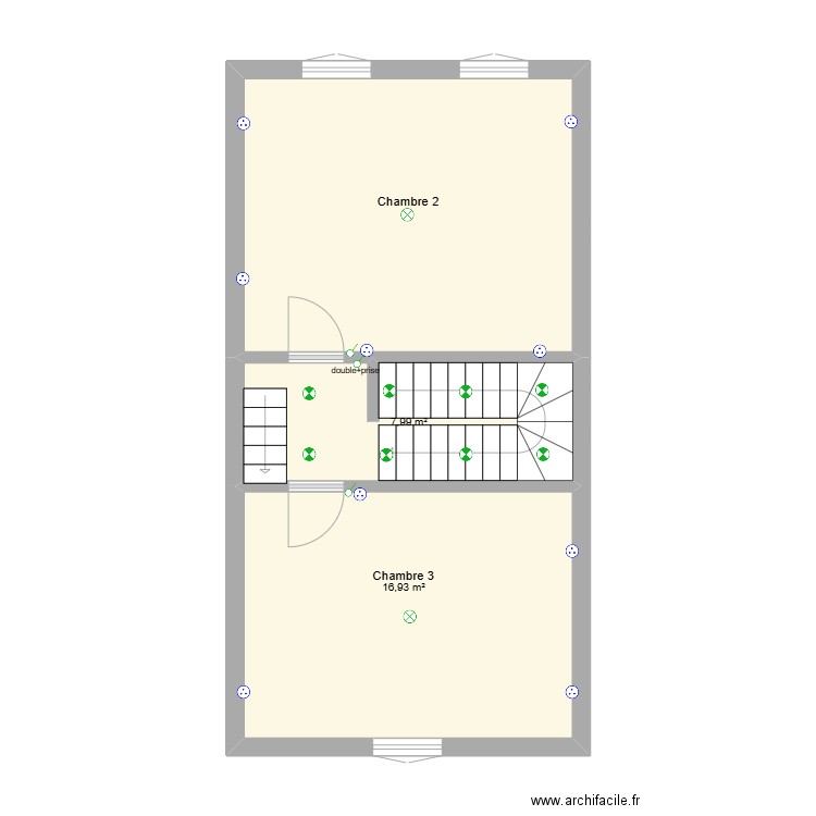 elec 2eme. Plan de 3 pièces et 44 m2