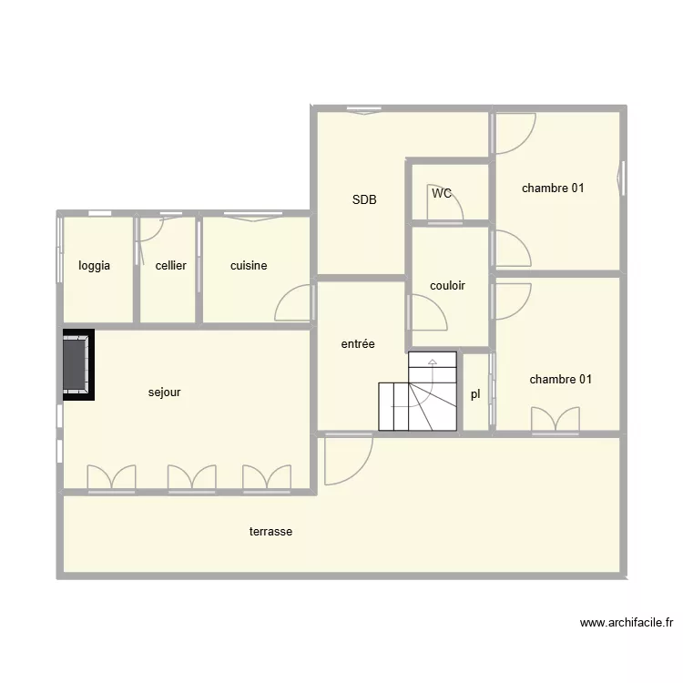 langlade rdc succession. Plan de 12  et 61 m²