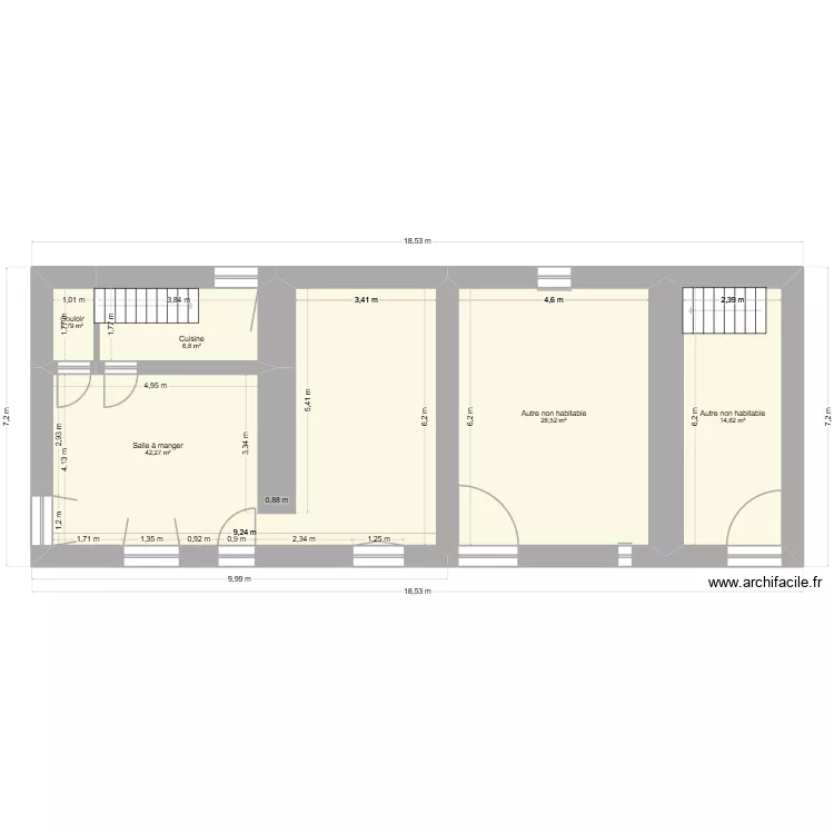 Maison Tourneur - RDC. Plan de 5  et 94 m²