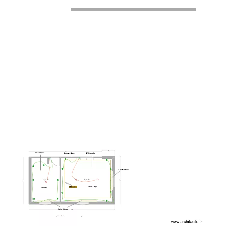 Chambre et Salon Etage - BA13. Plan de 