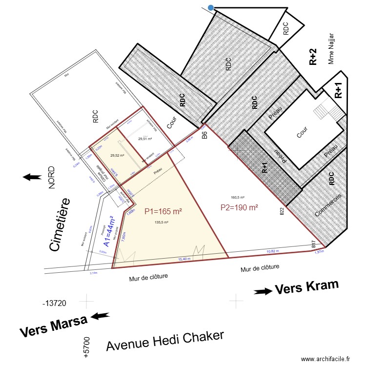 Cadastre el Heni MàJ 19/03/2025. Plan de 14 pièces et 800 m2