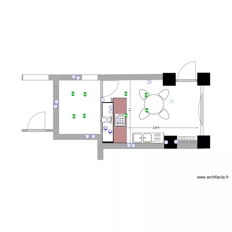 CUSINE PLAN ARRIERE. Plan de 