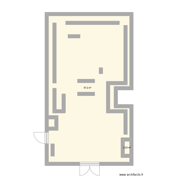nocibé. Plan de 2 pièces et 58 m2