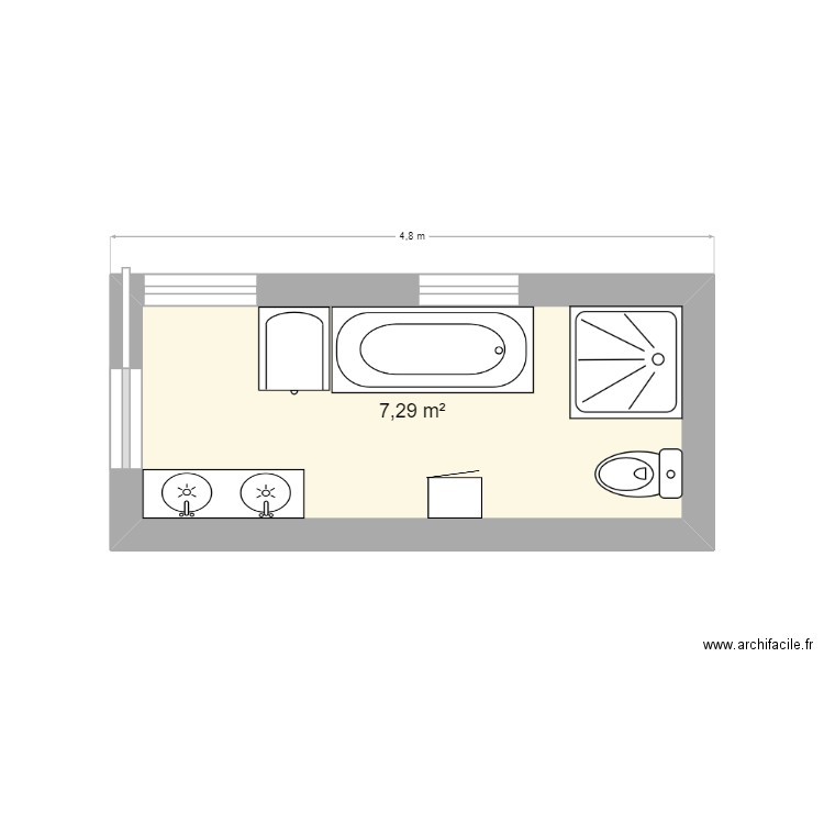 SDB_1. Plan de 1 pièce et 7 m2