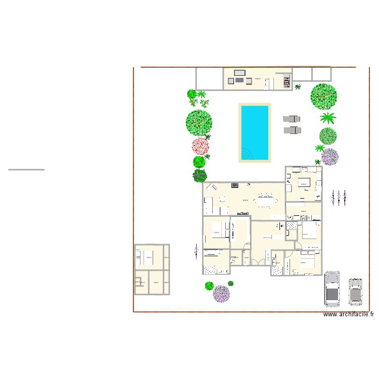construction neuve. Plan de 17 pièces et 177 m2