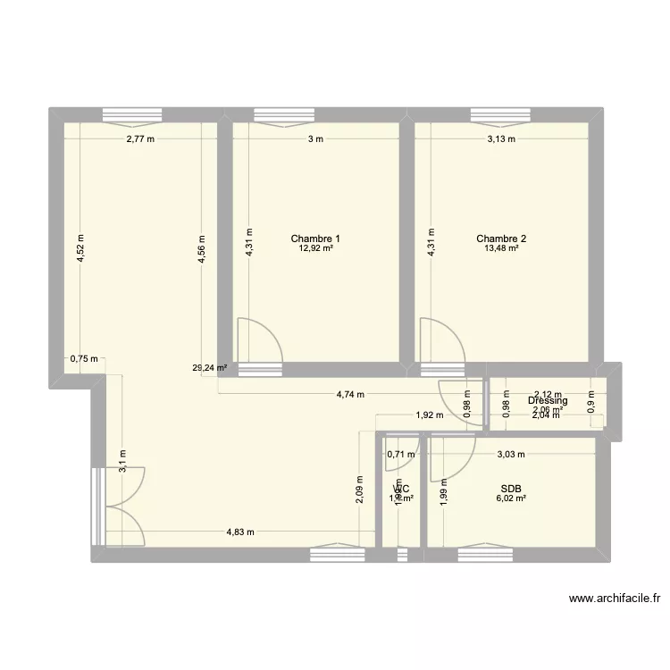 Vaugirard 2. Plan de 6  et 65 m²