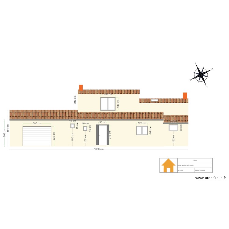 Façade avant . Plan de 0 pièce et 0 m2
