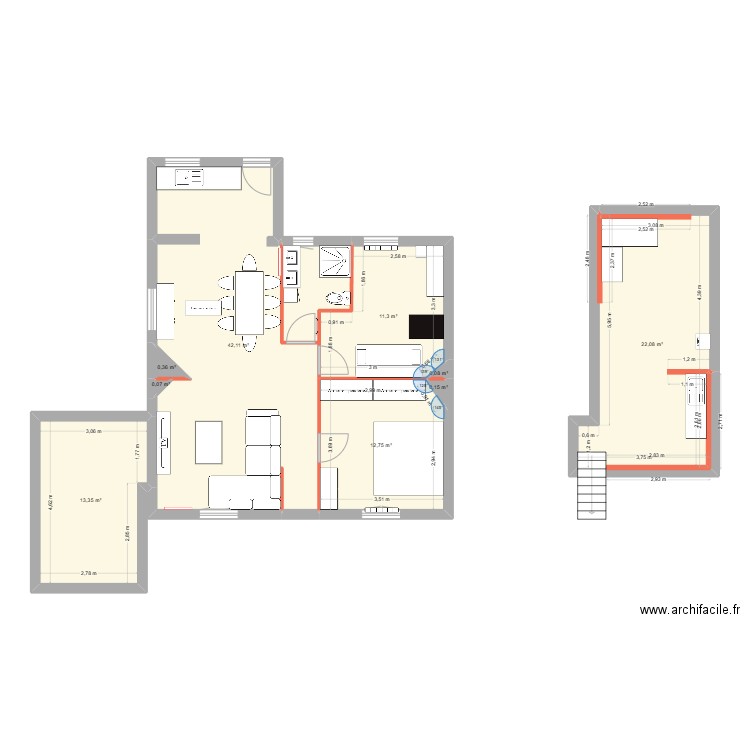 Maison S vf. Plan de 9 pièces et 102 m2