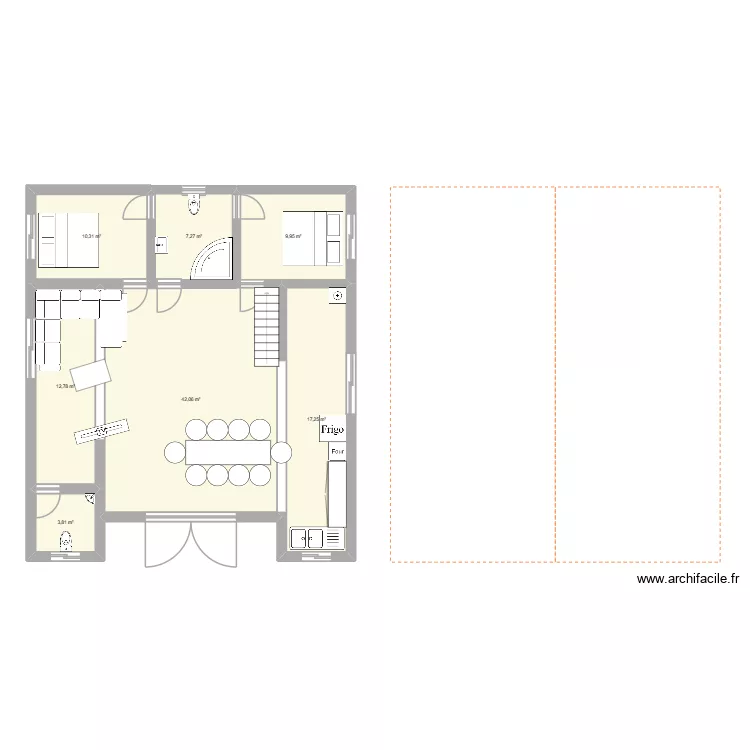 projet maison. Plan de 7  et 103 m²