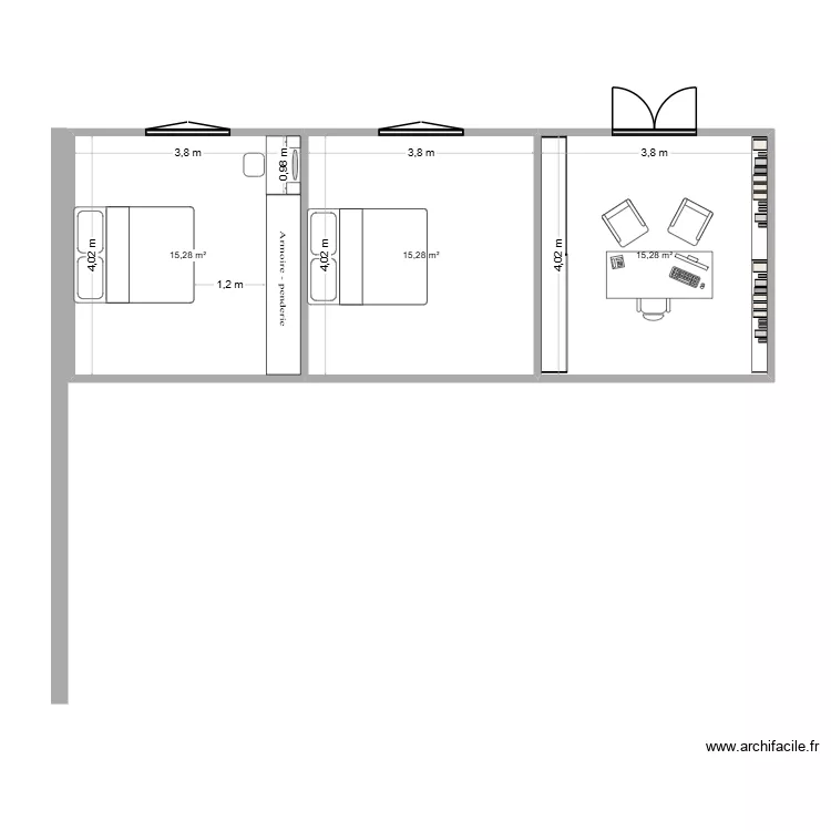 futur. Plan de 3  et 46 m²