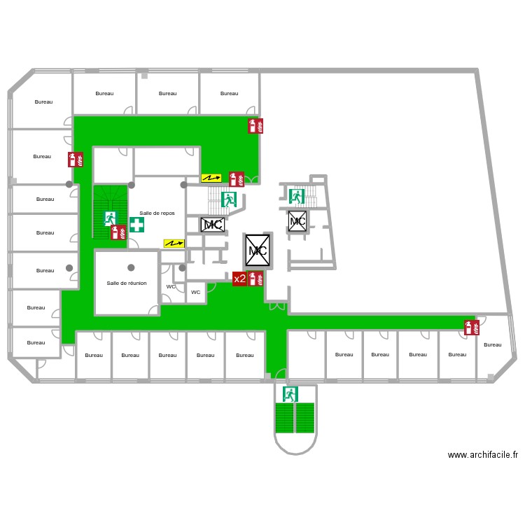 Agence IVRY R+1. Plan de 36 pièces et 808 m2