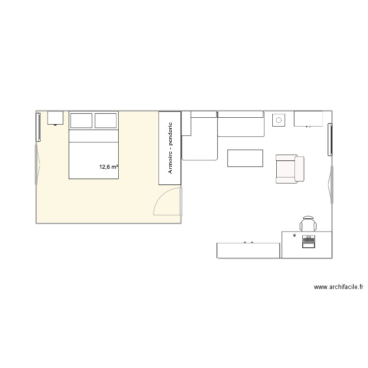 crimée. Plan de 1 pièce et 13 m2