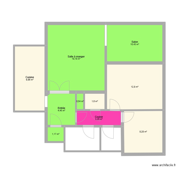 COLLETTE. Plan de 10 pièces et 72 m2