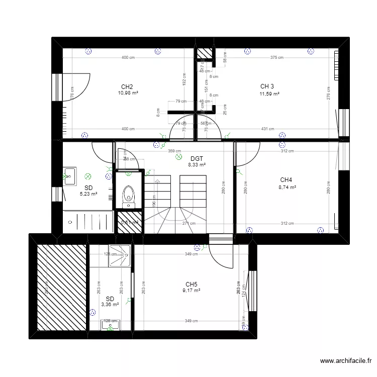 PROJET LECOMTE - PLAN ETAGE P1. Plan de 0 pièce et 0 m2