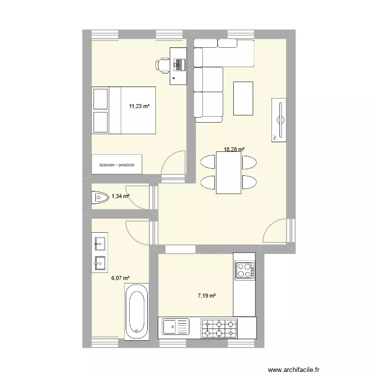 JIUUUI BHYUT GZB ABHE HHHS HSA HAH. Plan de 5  et 44 m²