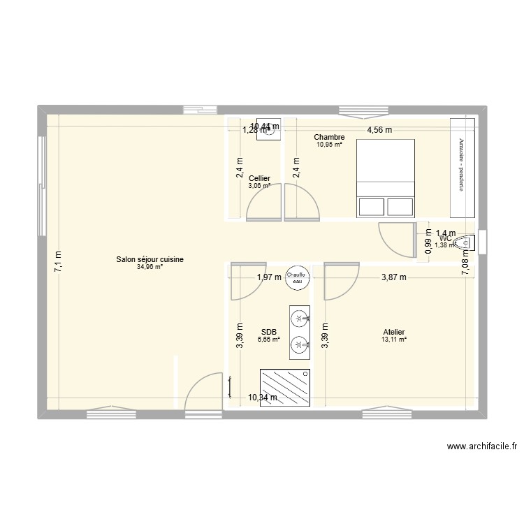 TEST. Plan de 6 pièces et 108 m2