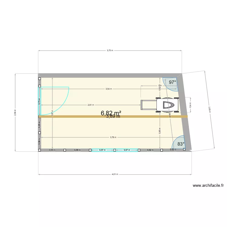 Abri de jardin. Plan de 1  et 7 m²