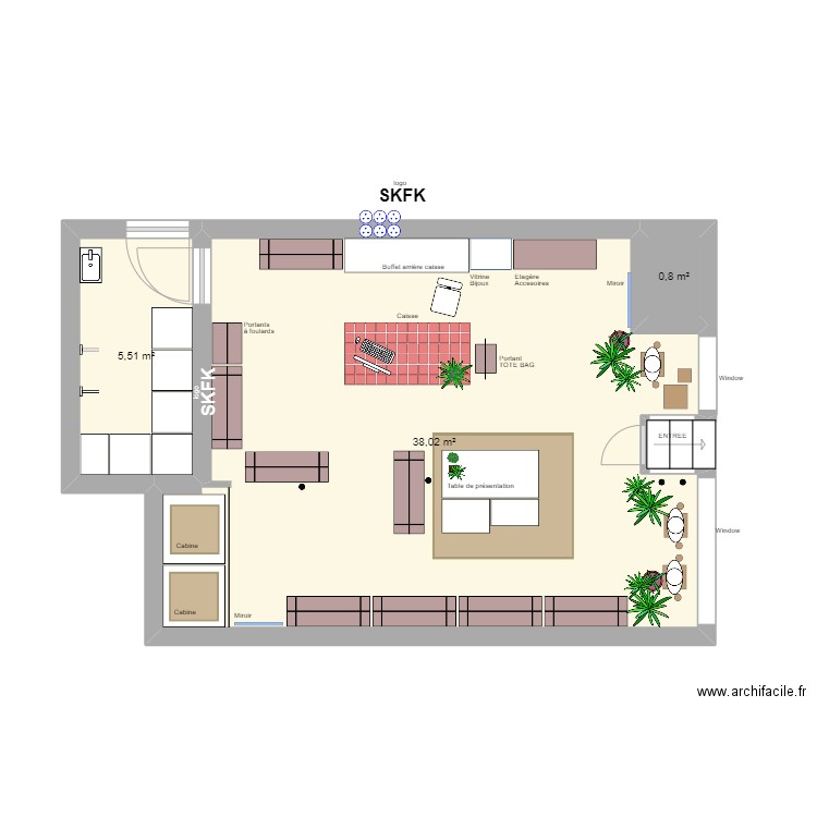 SKFK PAU I. Plan de 3 pièces et 44 m2