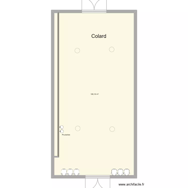 Salle Colard table 15 personnes. Plan de 1  et 100 m²