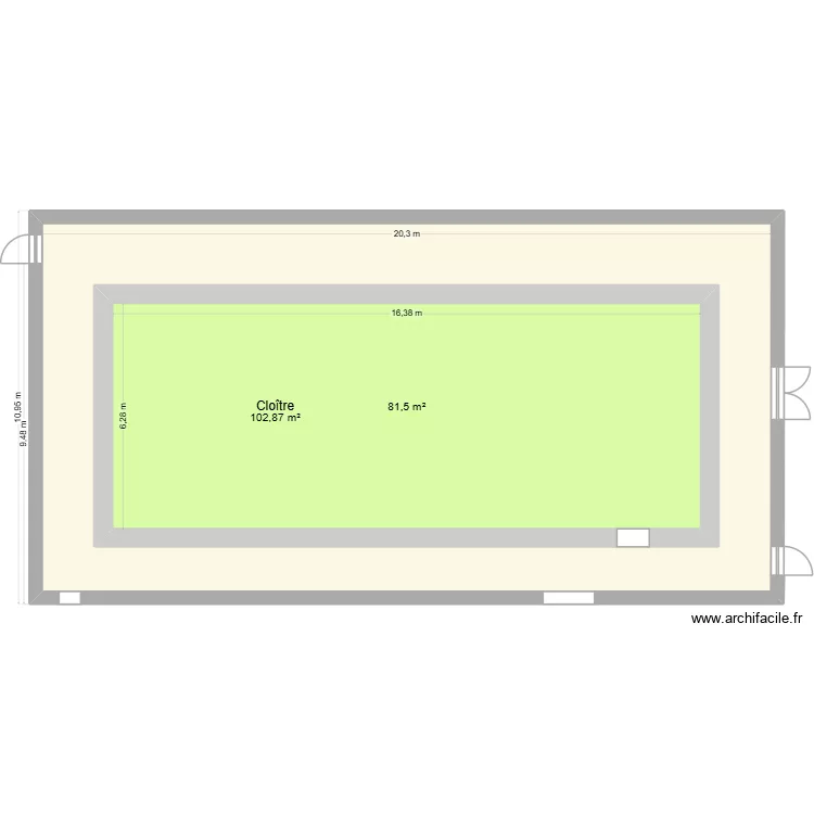 Clo&icirc;tre. Plan de 2  et 311 m²