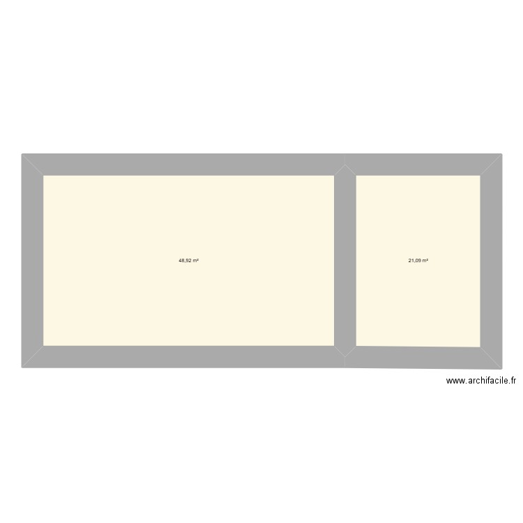 ebauche goupillieres. Plan de 2 pièces et 70 m2