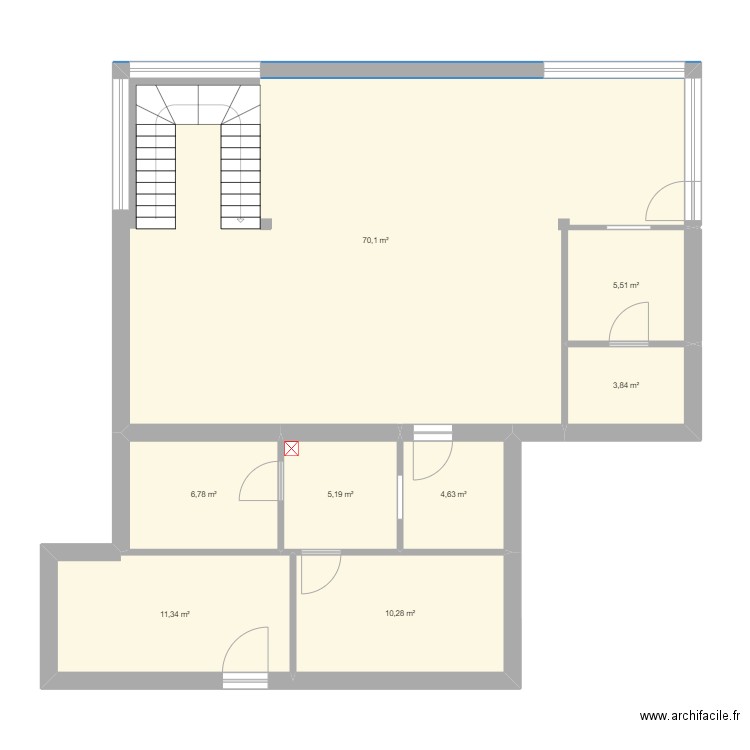 Plan Mélyne etage 2. Plan de 16 pièces et 212 m2