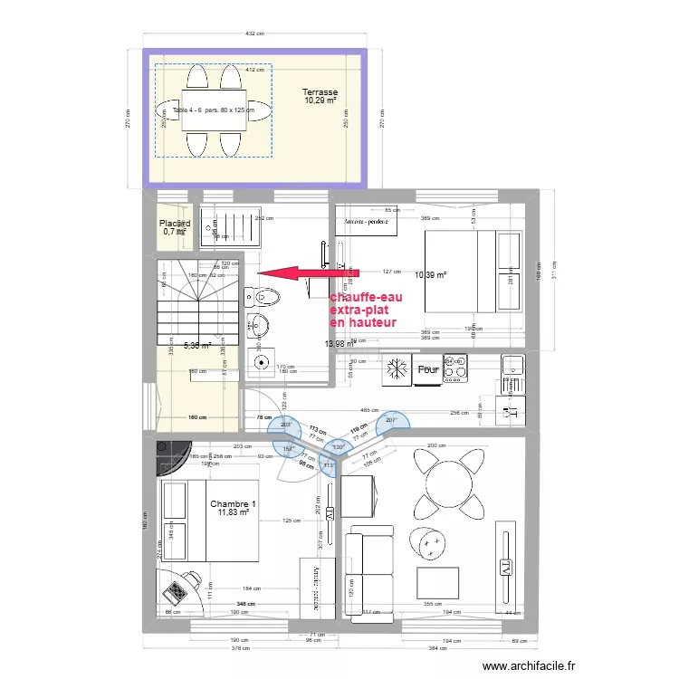immeuble1 1er/2&egrave;me  V5  T3. Plan de 
