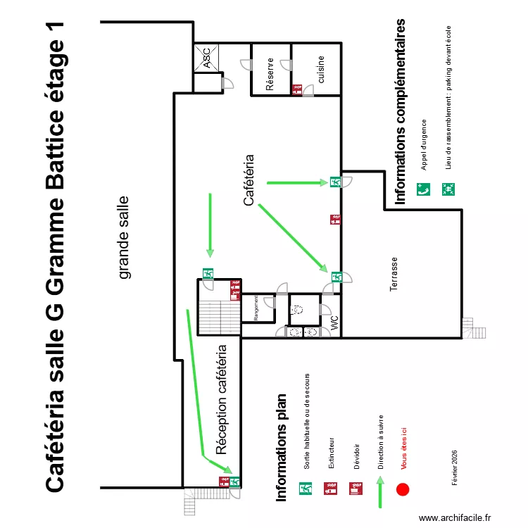 Caf&eacute;taria salle G Gramme. Plan de 12  et 441 m²