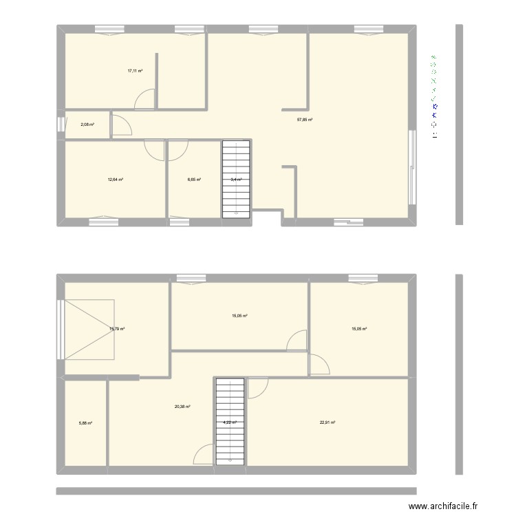 second plan. Plan de 13 pièces et 199 m2