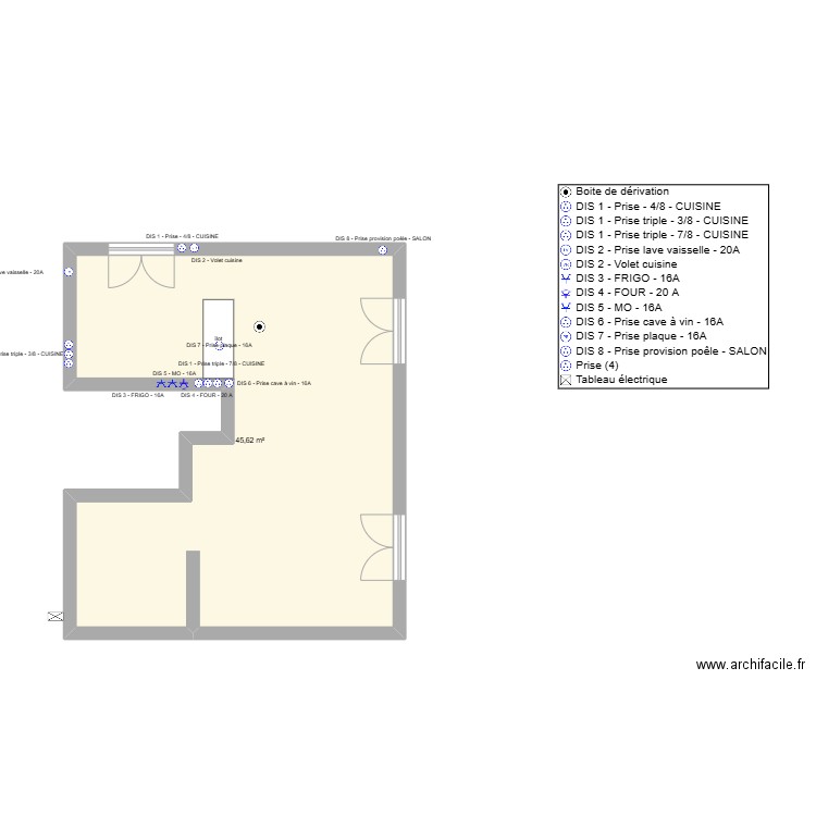 elec maison. Plan de 1 pièce et 46 m2