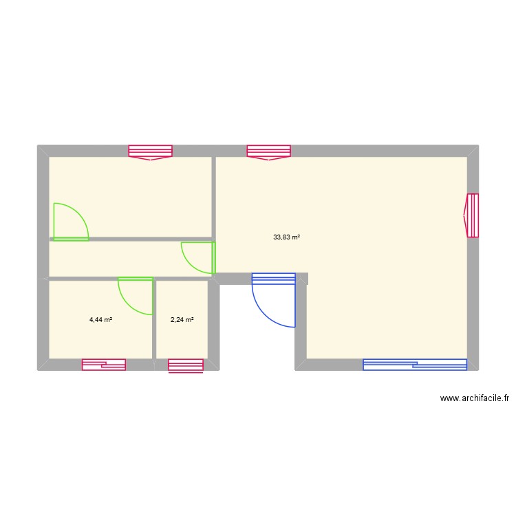 essai. Plan de 3 pièces et 41 m2