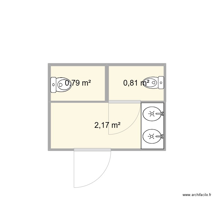 Sanitaires LA PLACE EVREUX. Plan de 3 pièces et 4 m2