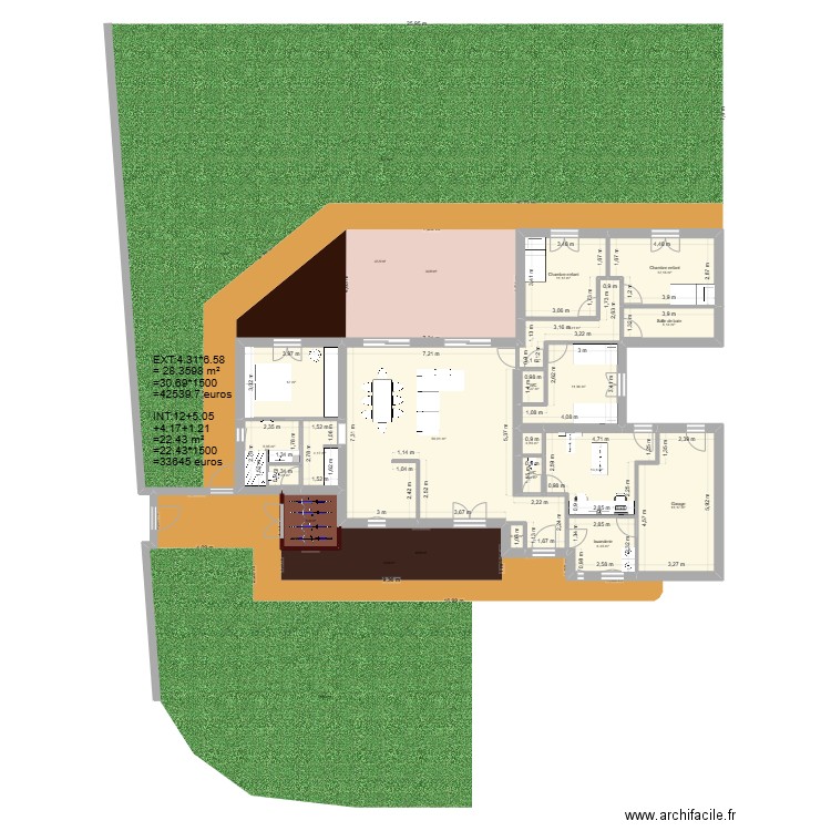 petite extention version02. Plan de 17 pièces et 167 m2