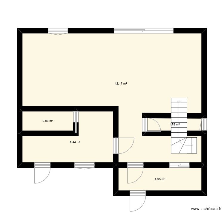 Plan rdc St Simon. Plan de 5 pièces et 60 m2