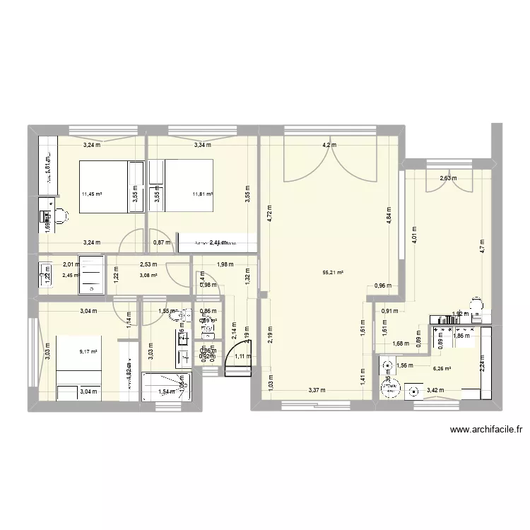 vervort tyrosse. Plan de 8  et 100 m²