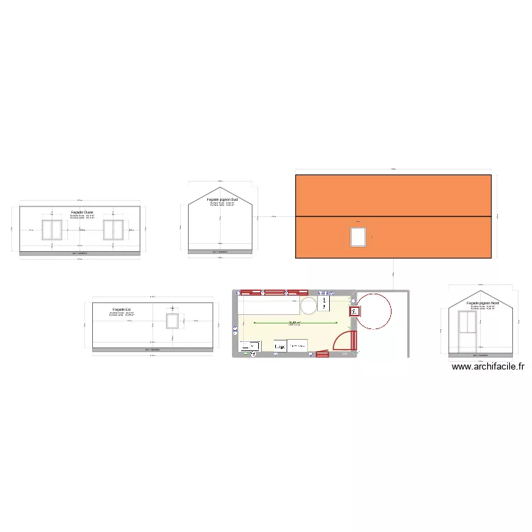 fournil. Plan de 2  et 25 m²