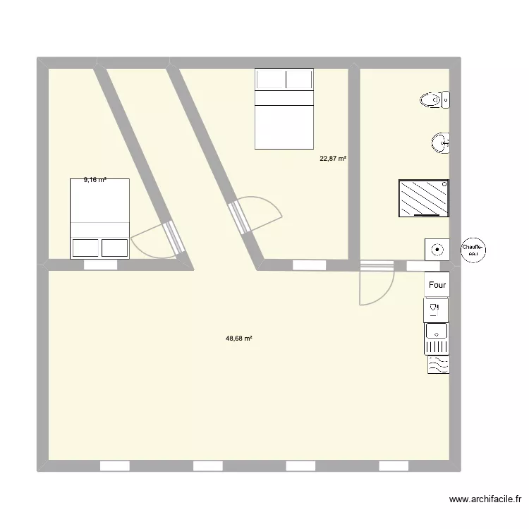 Comble. Plan de 3 pièces et 81 m² Comble. Plan de 3 pièces et 81 m²