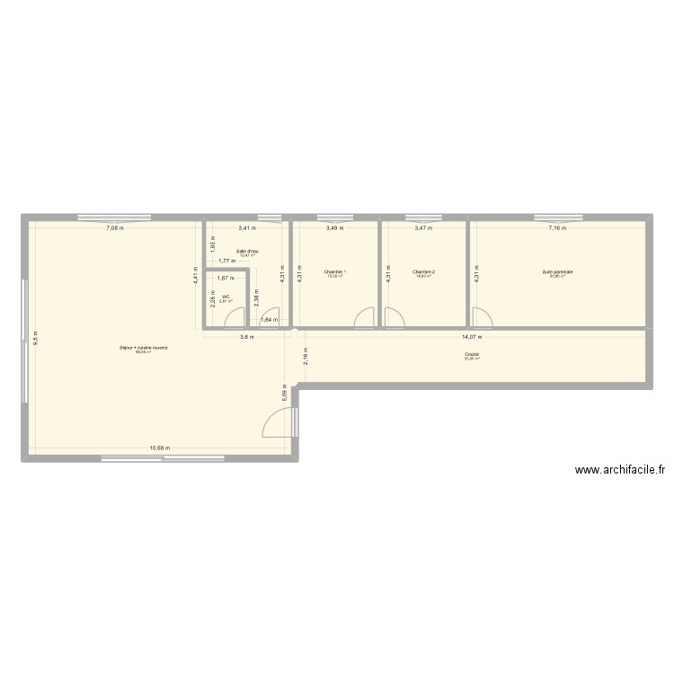Thermique. Plan de 7 pièces et 191 m2