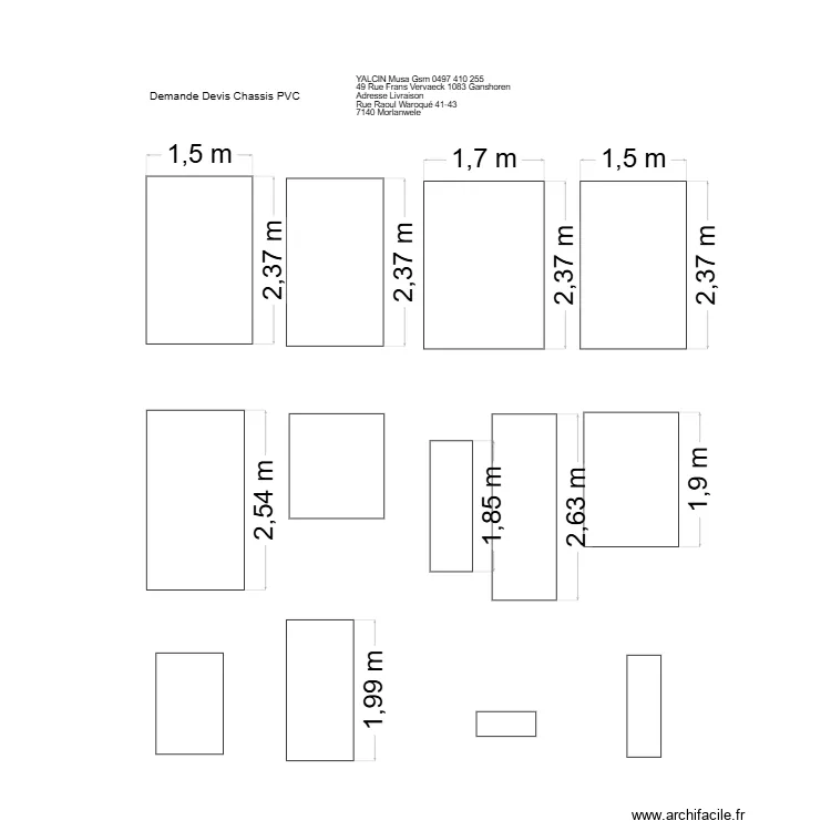 DEVIS CHASSIS PVC WAROQUE 41-43. Plan de 