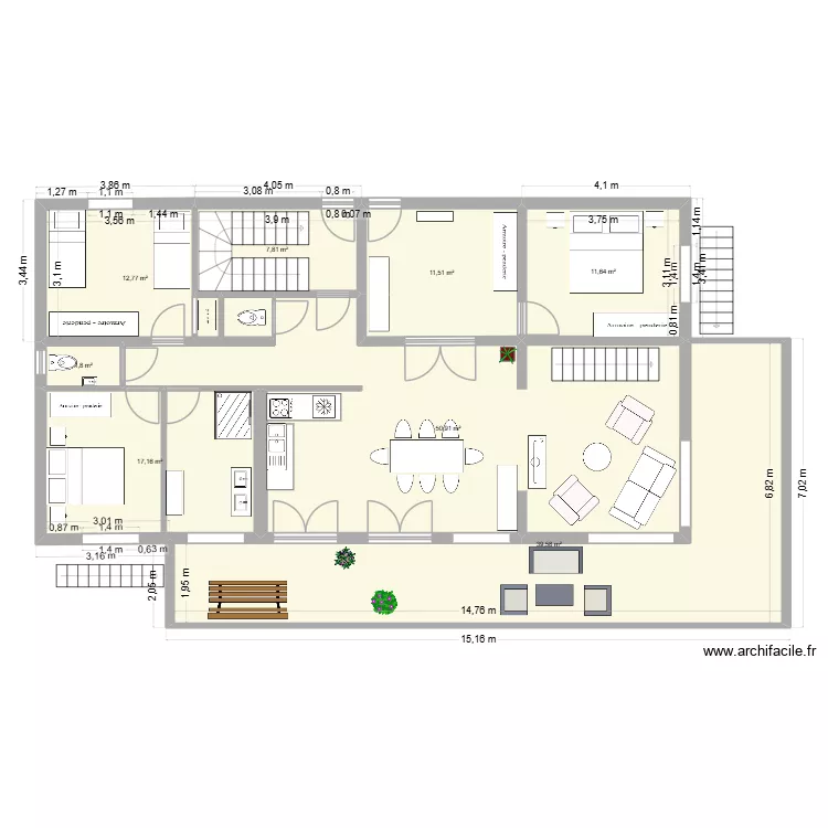 rez de chauss&eacute; dec. Plan de 8  et 153 m²