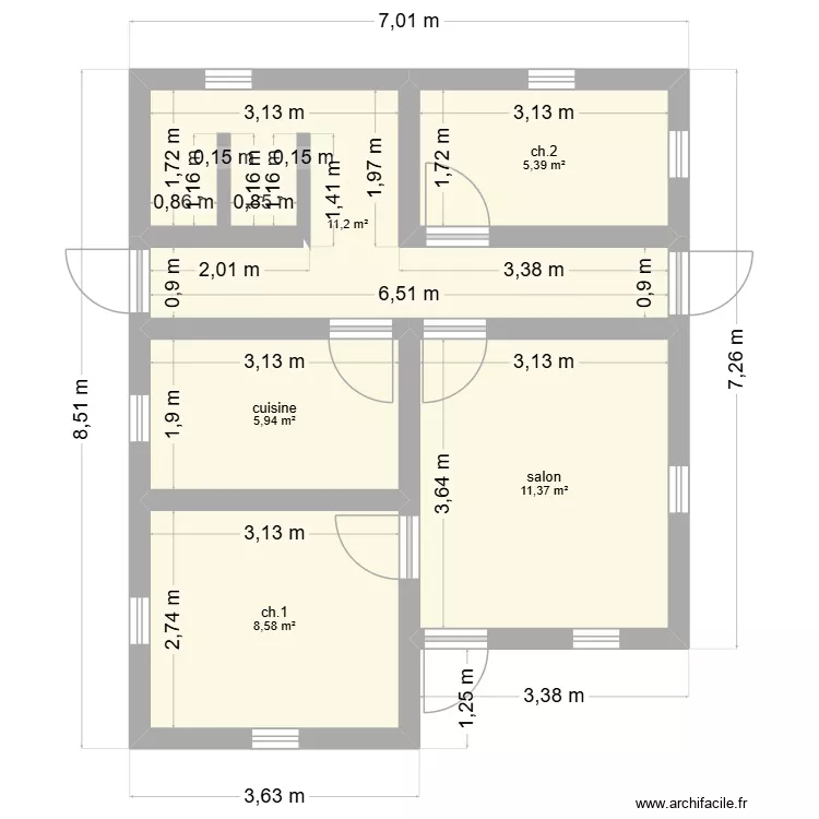 Plan de maison Ambohimandray. Plan de 5  et 42 m²