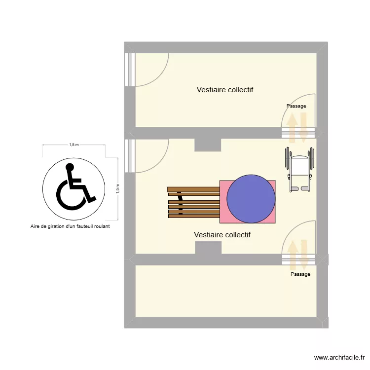 vestiaire piscine. Plan de 
