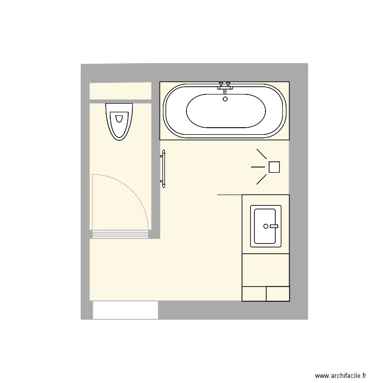 SDB v2. Plan de 3 pièces et 8 m2