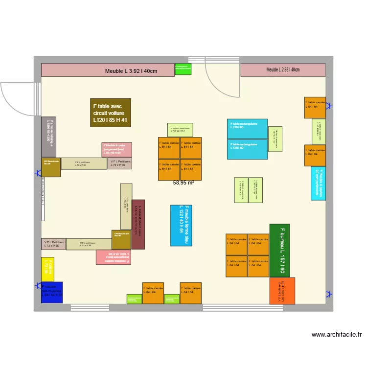 Classe Fabienne M1-M2 version Laureline. Plan de 1 Pièce et 59 m² Classe Fabienne M1-M2 version Laureline. Plan de 1 Pièce et 59 m²