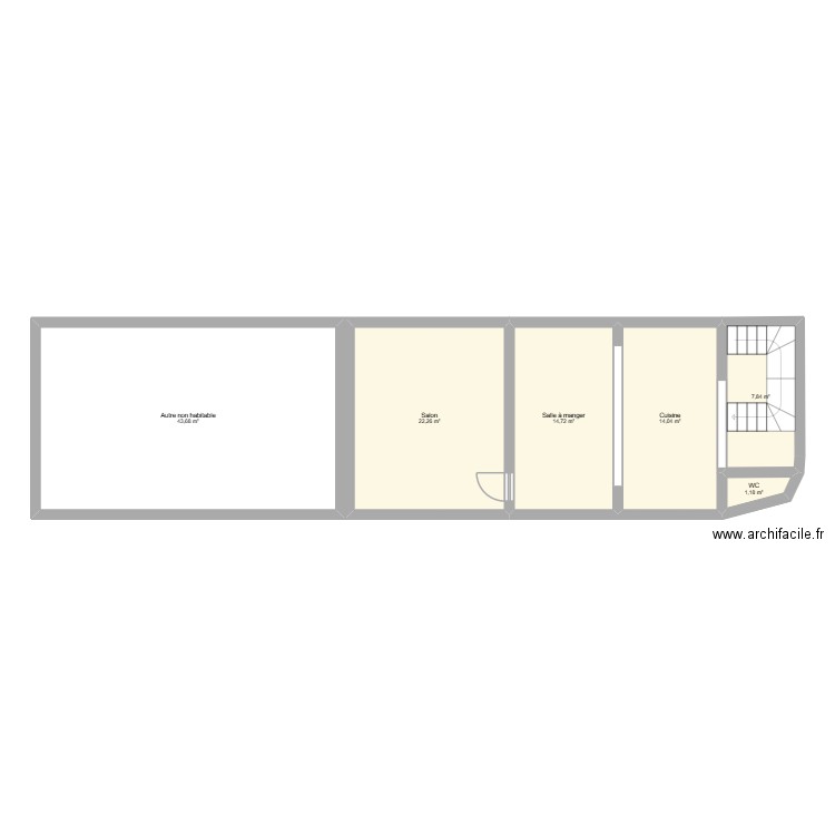 R/c MAISON. Plan de 6 pièces et 104 m2