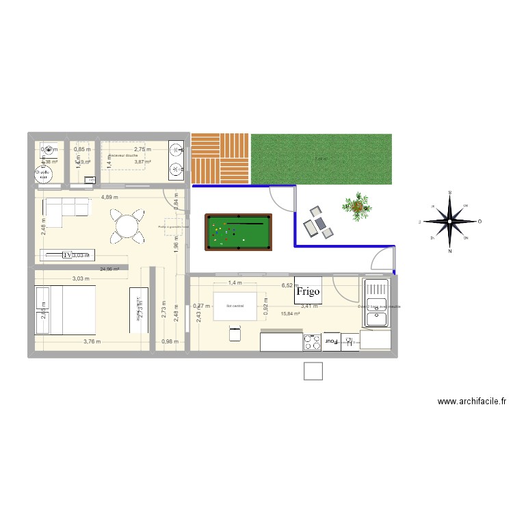 Mon plan Kristof. Plan de 5 pièces et 47 m2